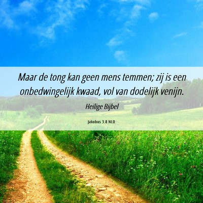 Picture 06 - Jakobus 3:8 NLD - Maar de tong kan geen mens temmen; zij is een - Bible Verse Picture