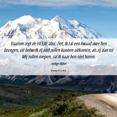 Picture 06 - Jeremia 11:11 NLD - Daarom zegt de HEERE alzo: Ziet, Ik zal een kwaad - Bible Verse Picture