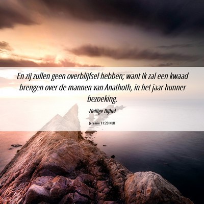 Picture 06 - Jeremia 11:23 NLD - En zij zullen geen overblijfsel hebben; want Ik - Bible Verse Picture