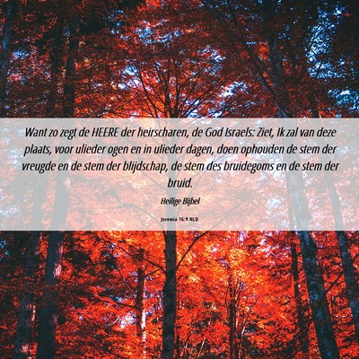 Picture 06 - Jeremia 16:9 NLD - Want zo zegt de HEERE der heirscharen, de God - Bible Verse Picture