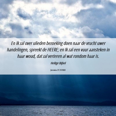 Picture 06 - Jeremia 21:14 NLD - En Ik zal over ulieden bezoeking doen naar de - Bible Verse Picture