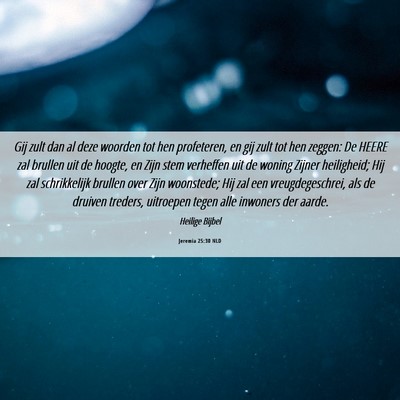 Picture 06 - Jeremia 25:30 NLD - Gij zult dan al deze woorden tot hen profeteren, - Bible Verse Picture