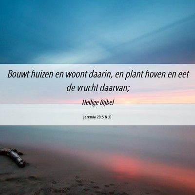 Picture 06 - Jeremia 29:5 NLD - Bouwt huizen en woont daarin, en plant hoven en - Bible Verse Picture