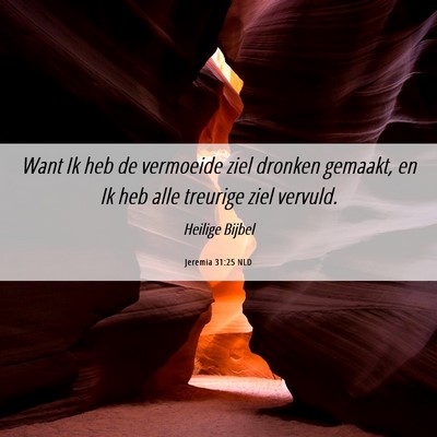 Picture 06 - Jeremia 31:25 NLD - Want Ik heb de vermoeide ziel dronken gemaakt, en - Bible Verse Picture