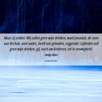 Picture 06 - Jeremia 35:6 NLD - Maar zij zeiden: Wij zullen geen wijn drinken; - Bible Verse Picture