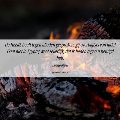 Picture 06 - Jeremia 42:19 NLD - De HEERE heeft tegen ulieden gesproken, gij - Bible Verse Picture