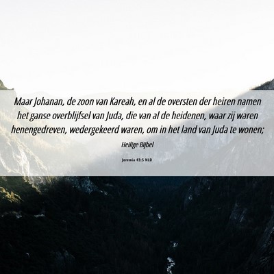 Picture 06 - Jeremia 43:5 NLD - Maar Johanan, de zoon van Kareah, en al de - Bible Verse Picture