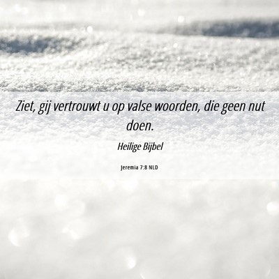 Picture 06 - Jeremia 7:8 NLD - Ziet, gij vertrouwt u op valse woorden, die geen - Bible Verse Picture