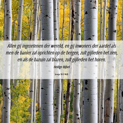 Picture 06 - Jesaja 18:3 NLD - Allen gij ingezetenen der wereld, en gij inwoners - Bible Verse Picture