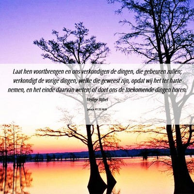 Picture 06 - Jesaja 41:22 NLD - Laat hen voortbrengen en ons verkondigen de - Bible Verse Picture