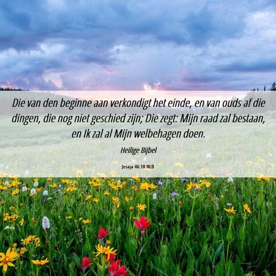 Picture 06 - Jesaja 46:10 NLD - Die van den beginne aan verkondigt het einde, en - Bible Verse Picture