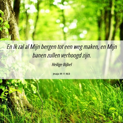 Picture 06 - Jesaja 49:11 NLD - En Ik zal al Mijn bergen tot een weg maken, en - Bible Verse Picture