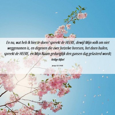 Picture 06 - Jesaja 52:5 NLD - En nu, wat heb Ik hier te doen? spreekt de HEERE, - Bible Verse Picture