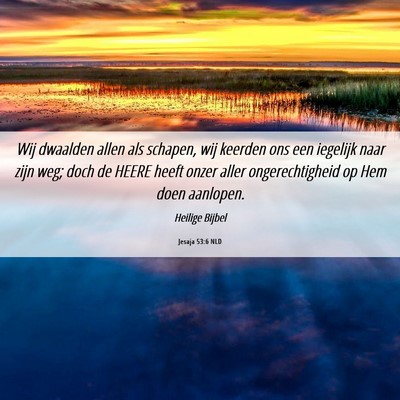 Picture 06 - Jesaja 53:6 NLD - Wij dwaalden allen als schapen, wij keerden ons - Bible Verse Picture