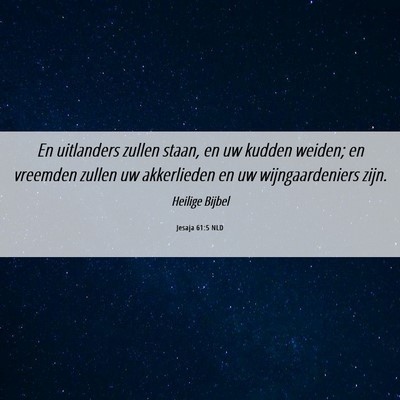 Picture 06 - Jesaja 61:5 NLD - En uitlanders zullen staan, en uw kudden weiden; - Bible Verse Picture