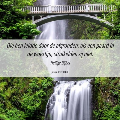 Picture 06 - Jesaja 63:13 NLD - Die hen leidde door de afgronden; als een paard - Bible Verse Picture