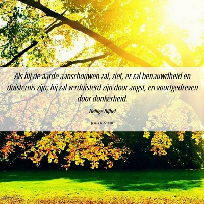 Picture 06 - Jesaja 8:22 NLD - Als hij de aarde aanschouwen zal, ziet, er zal - Bible Verse Picture