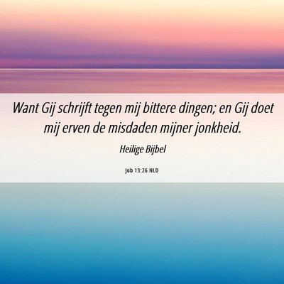 Picture 06 - Job 13:26 NLD - Want Gij schrijft tegen mij bittere dingen; en - Bible Verse Picture