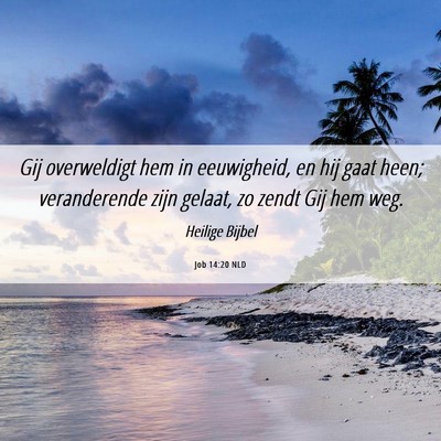 Picture 06 - Job 14:20 NLD - Gij overweldigt hem in eeuwigheid, en hij gaat - Bible Verse Picture