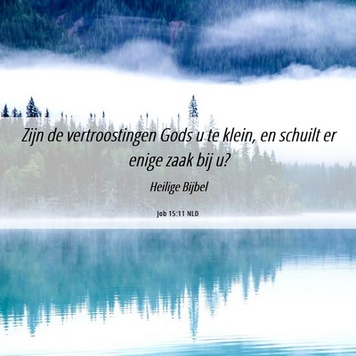 Picture 06 - Job 15:11 NLD - Zijn de vertroostingen Gods u te klein, en - Bible Verse Picture