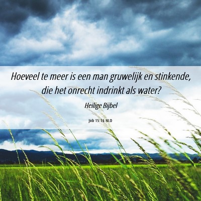 Picture 06 - Job 15:16 NLD - Hoeveel te meer is een man gruwelijk en - Bible Verse Picture