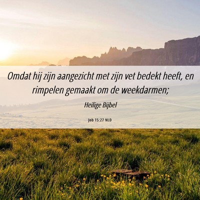 Picture 06 - Job 15:27 NLD - Omdat hij zijn aangezicht met zijn vet bedekt - Bible Verse Picture