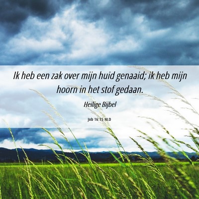 Picture 06 - Job 16:15 NLD - Ik heb een zak over mijn huid genaaid; ik heb - Bible Verse Picture