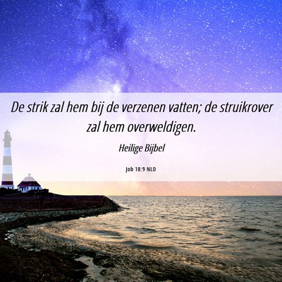 Picture 06 - Job 18:9 NLD - De strik zal hem bij de verzenen vatten; de - Bible Verse Picture