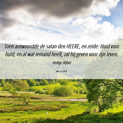 Picture 06 - Job 2:4 NLD - Toen antwoordde de satan den HEERE, en zeide: - Bible Verse Picture