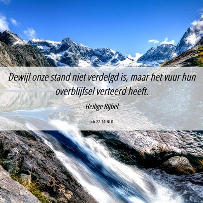 Picture 06 - Job 22:20 NLD - Dewijl onze stand niet verdelgd is, maar het vuur - Bible Verse Picture