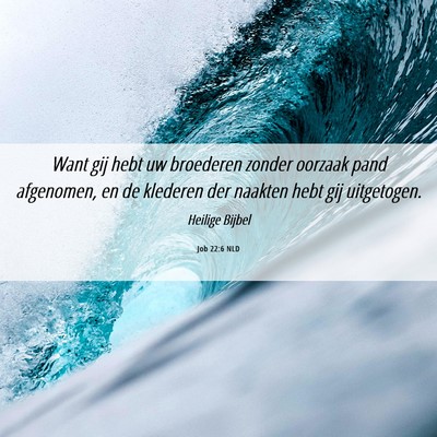 Picture 06 - Job 22:6 NLD - Want gij hebt uw broederen zonder oorzaak pand - Bible Verse Picture