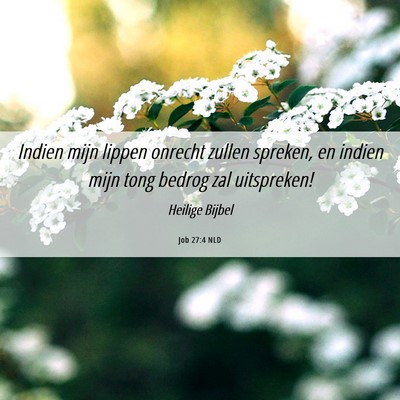 Picture 06 - Job 27:4 NLD - Indien mijn lippen onrecht zullen spreken, en - Bible Verse Picture