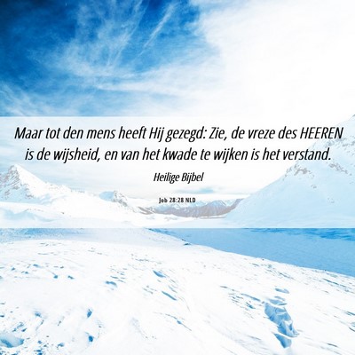 Picture 06 - Job 28:28 NLD - Maar tot den mens heeft Hij gezegd: Zie, de vreze - Bible Verse Picture