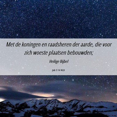 Picture 06 - Job 3:14 NLD - Met de koningen en raadsheren der aarde, die voor - Bible Verse Picture