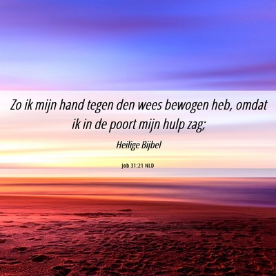 Picture 06 - Job 31:21 NLD - Zo ik mijn hand tegen den wees bewogen heb, omdat - Bible Verse Picture