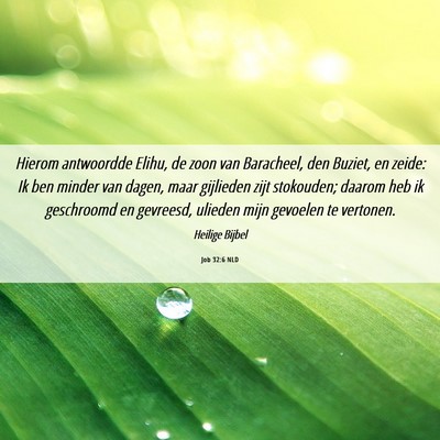 Picture 06 - Job 32:6 NLD - Hierom antwoordde Elihu, de zoon van Baracheel, - Bible Verse Picture