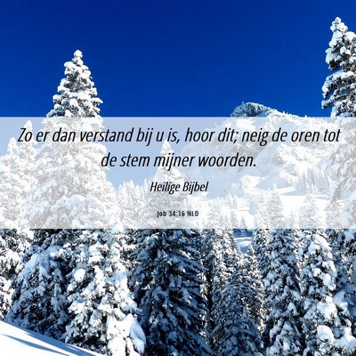 Picture 06 - Job 34:16 NLD - Zo er dan verstand bij u is, hoor dit; neig de - Bible Verse Picture