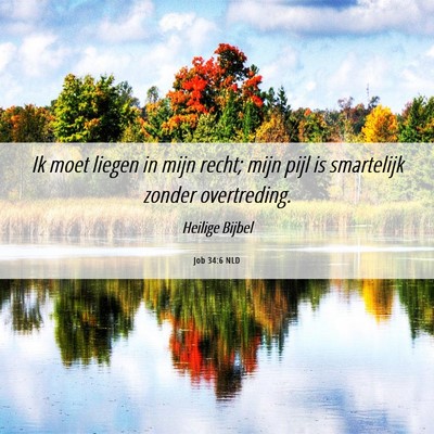 Picture 06 - Job 34:6 NLD - Ik moet liegen in mijn recht; mijn pijl is - Bible Verse Picture