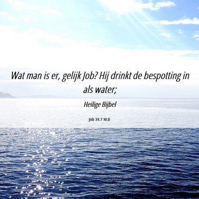 Picture 06 - Job 34:7 NLD - Wat man is er, gelijk Job? Hij drinkt de - Bible Verse Picture