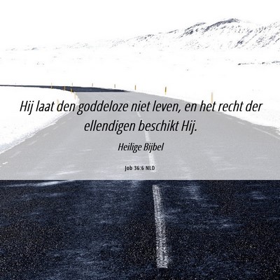 Picture 06 - Job 36:6 NLD - Hij laat den goddeloze niet leven, en het recht - Bible Verse Picture
