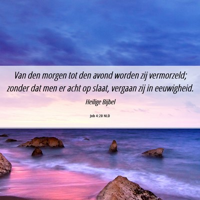 Picture 06 - Job 4:20 NLD - Van den morgen tot den avond worden zij - Bible Verse Picture