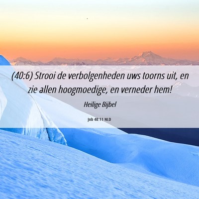 Picture 06 - Job 40:11 NLD - (40:6) Strooi de verbolgenheden uws toorns uit, - Bible Verse Picture