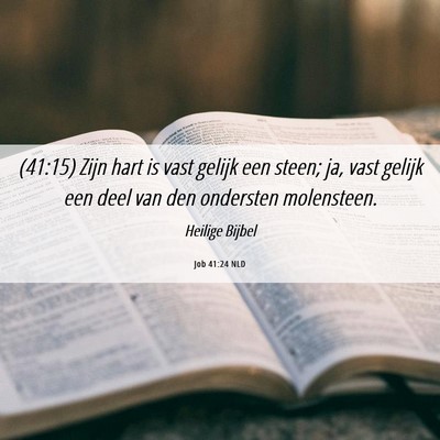 Picture 06 - Job 41:24 NLD - (41:15) Zijn hart is vast gelijk een steen; ja, - Bible Verse Picture