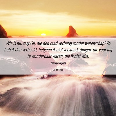 Picture 06 - Job 42:3 NLD - Wie is hij, zegt Gij, die den raad verbergt - Bible Verse Picture