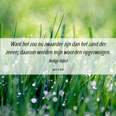 Picture 06 - Job 6:3 NLD - Want het zou nu zwaarder zijn dan het zand der - Bible Verse Picture