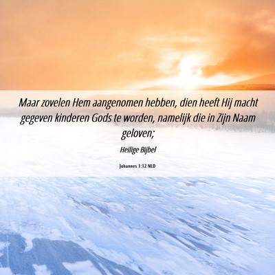 Picture 06 - Johannes 1:12 NLD - Maar zovelen Hem aangenomen hebben, dien heeft - Bible Verse Picture