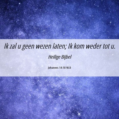 Picture 06 - Johannes 14:18 NLD - Ik zal u geen wezen laten; Ik kom weder tot - Bible Verse Picture