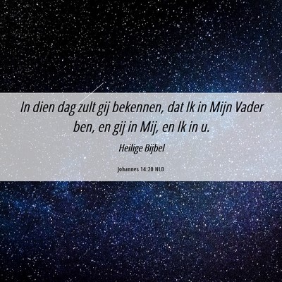 Picture 06 - Johannes 14:20 NLD - In dien dag zult gij bekennen, dat Ik in Mijn - Bible Verse Picture