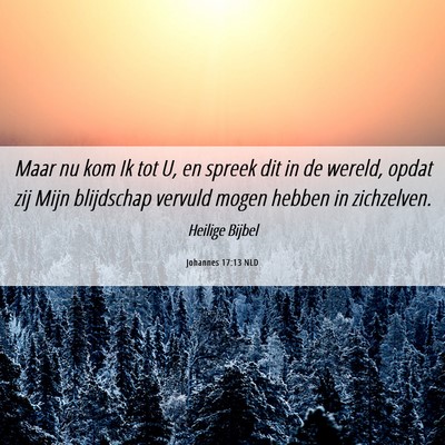 Picture 06 - Johannes 17:13 NLD - Maar nu kom Ik tot U, en spreek dit in de wereld, - Bible Verse Picture
