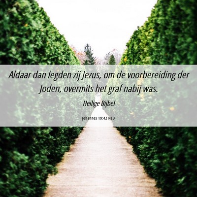 Picture 06 - Johannes 19:42 NLD - Aldaar dan legden zij Jezus, om de voorbereiding - Bible Verse Picture
